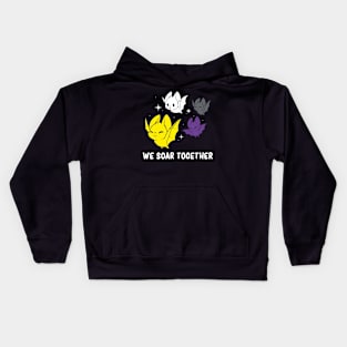 Non Binary Pride Flag Nonbinary Month Enby Bat Kids Hoodie